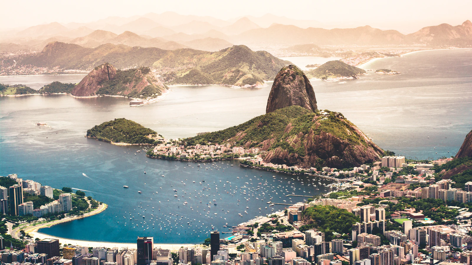 Sugarloaf Mountain and Guanabara Bay seen from a Rio de Janeiro viewpoint