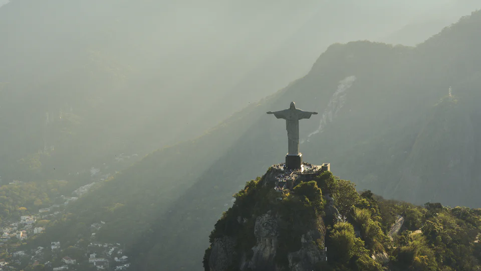 Christ the Redeemer above Rio de Janeiro at golden hour