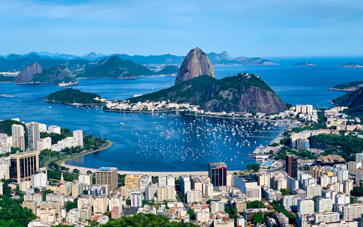 Panorama of Sugarloaf Mountain and Botafogo Bay in Rio de Janeiro